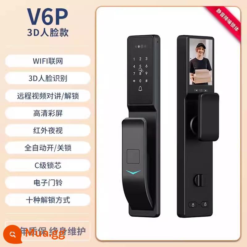 Bock Khóa Thông Minh Nhận Dạng Khuôn Mặt Vân Tay Trực Quan Mắt Mèo An Ninh Ngôi Nhà Cửa Cửa Thông Minh V6P - V6P nâng cấp khóa im lặng-kết nối mạng-hoàn toàn tự động-nhận dạng khuôn mặt-liên lạc video từ xa