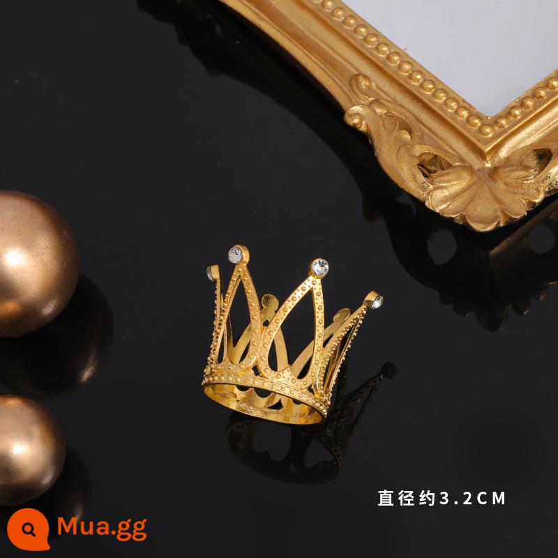 Mini vương miện trang trí bánh đồ trang trí vương miện kim cương tình yêu nhỏ công chúa cổ tích sinh nhật nướng phụ kiện cung cấp - Vương miện vàng mini 10 gói