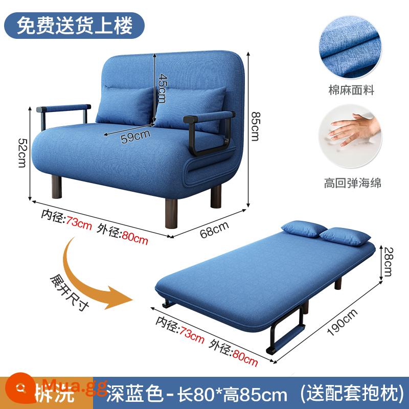 Lưới Đỏ Sofa Giường Gấp 1 Đa Năng Căn Hộ Nhỏ Phòng Khách Nhà Kéo Đẩy Có Thể Thu Vào Đa Năng Mới 2022 - 80 Vị trí đơn màu xanh đậm [Độ dày và gia cố được nâng cấp]