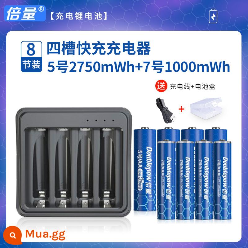 Sạc đôi pin lithium Bộ sạc số 5 Số 7 Điện áp không đổi 1.5V nhanh Số 5 và 7 USB sạc dung lượng lớn - Củ sạc nhanh + Số 5 4 cell + Số 7 4 cell