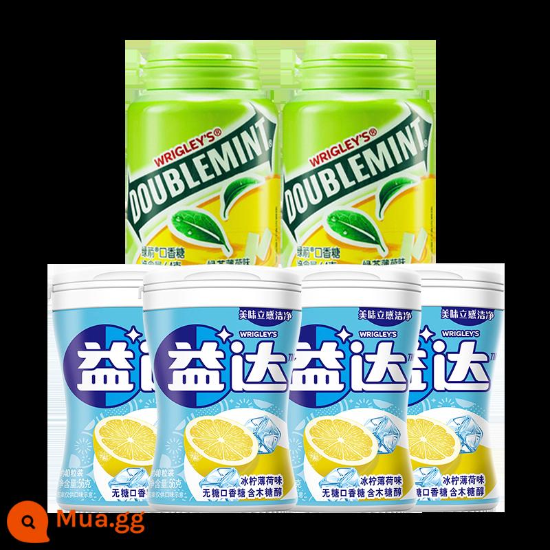 Kẹo cao su không đường bổ sung xylitol khoảng 40 hạt kẹo hơi thở thơm tho Kẹo cao su bổ sung cửa hàng hàng đầu chính thức - [Thêm 40 viên trong 4 chai] Hương chanh đá*4+[Green Arrow 40 viên trong 2 chai] Hương trà xanh*2