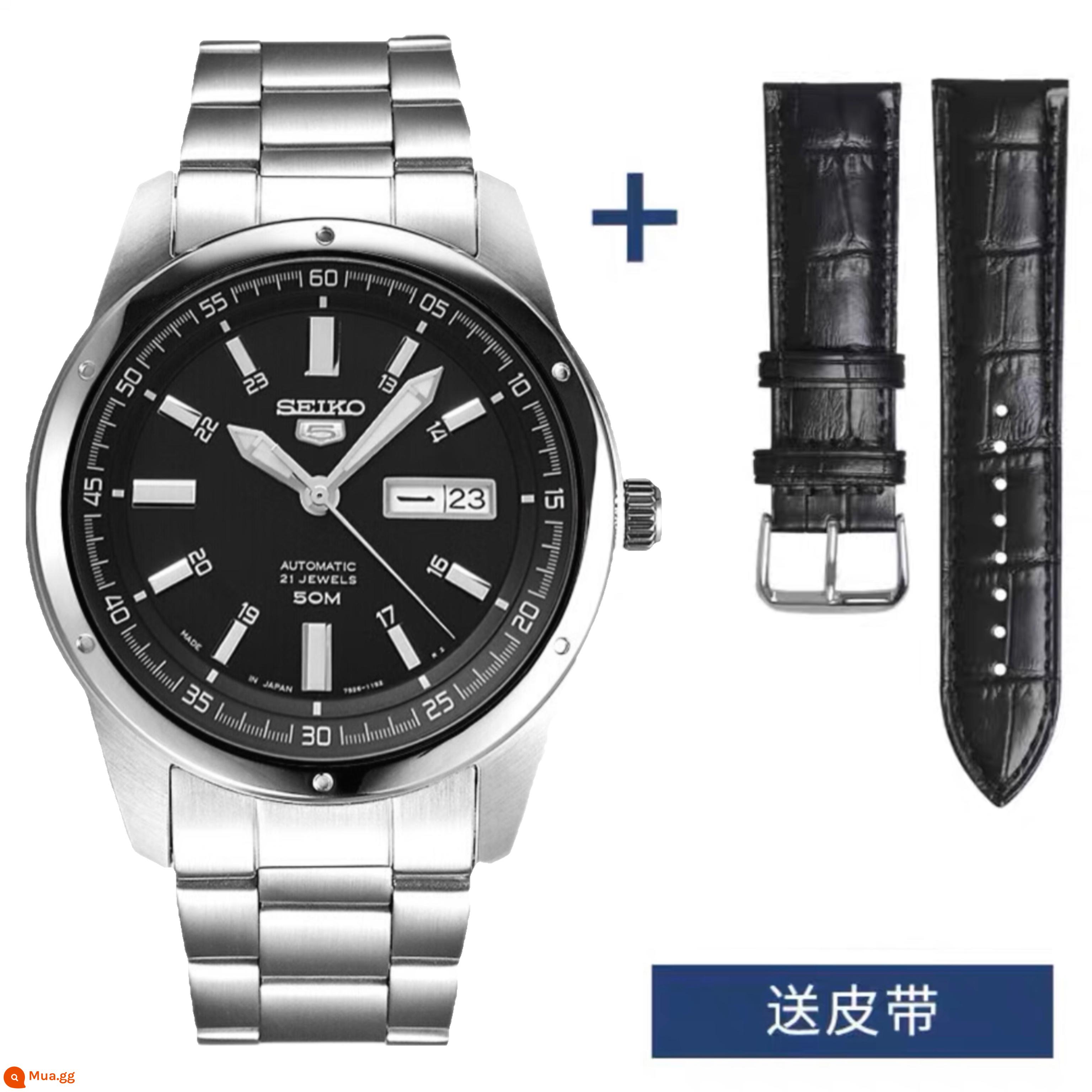 Đồng hồ đeo tay nam cơ học Seiko số 5 của Nhật Bản, đồng hồ đeo tay dây thép cơ tự động giải trí ba kim giải trí dạ quang SNKM92J1 - SNKN13J1 đi kèm dây đai