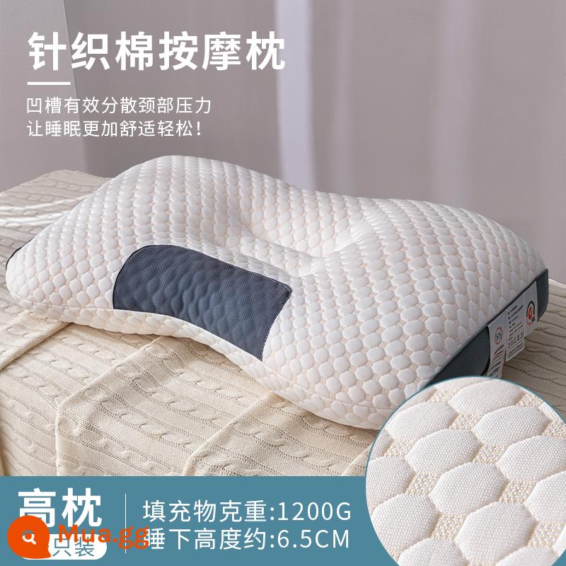 Gối nằm lõi gối home cột sống cổ giúp ngủ ngon chống ngáy đặc biệt đôi bông nhớ massage cả đầu nam - Gối massage cotton dệt kim [bộ gối cao]