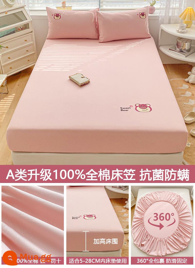 Ga trải giường bằng cotton nguyên chất được trang bị tấm đơn mảnh cotton chống bụi bao gồm tất cả các loại ga trải giường bao gồm túi ngủ nệm Simmons 2023 mới - ms bông mới được nâng cấp--Bột lá thơm gấu dâu [Ủy quyền chính hãng của Disney]