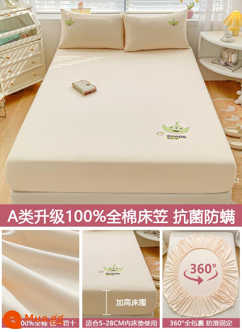 Ga trải giường bằng cotton nguyên chất được trang bị tấm đơn mảnh cotton chống bụi bao gồm tất cả các loại ga trải giường bao gồm túi ngủ nệm Simmons 2023 mới - ms bông mới được nâng cấp--Three Eyes-Milkshake White [Ủy quyền chính hãng của Disney]