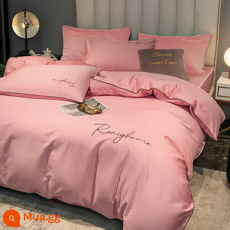 60 mền nhung dài một phần của cotton nguyên chất 150x200x230 chăn đôi đơn đôi kép đơn - 60 sợi cotton dài-Sang trọng nhẹ nhàng-Hồng hoa anh đào