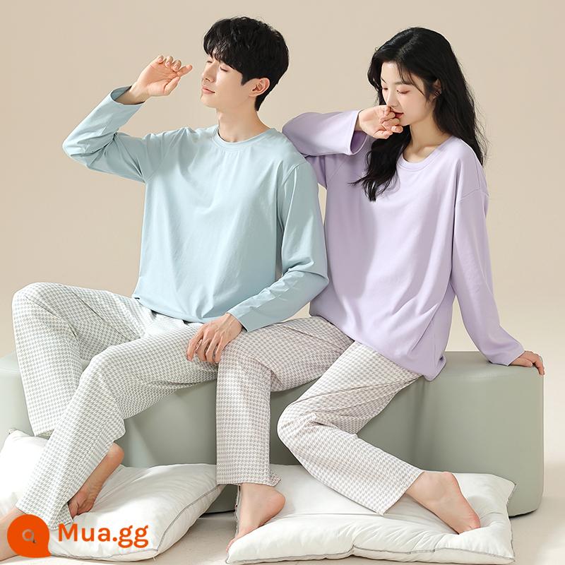 Bộ Đồ Ngủ Cặp Đôi Mùa Xuân Và Mùa Thu Cotton Nguyên Chất Dài Tay Quần Nữ Hoạt Hình Dễ Thương Size Lớn Rời Nam Homewear Bộ - 33095-28095[Người mẫu nữ có đệm ngực]