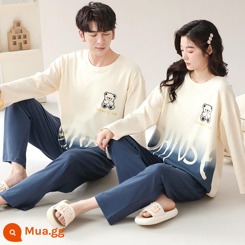 Bộ Đồ Ngủ Cặp Đôi Mùa Xuân Và Mùa Thu Cotton Nguyên Chất Dài Tay Quần Nữ Hoạt Hình Dễ Thương Size Lớn Rời Nam Homewear Bộ - 91575 (mẫu mới bán chạy)