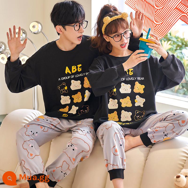 Bộ Đồ Ngủ Cặp Đôi Mùa Xuân Và Mùa Thu Cotton Nguyên Chất Dài Tay Quần Nữ Hoạt Hình Dễ Thương Size Lớn Rời Nam Homewear Bộ - GEY559-