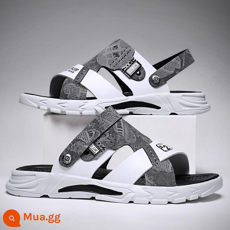 Bố Giày Sandal Nam Mùa Hè Ngoài Trời Đi Lái Xe Thể Thao Giải Trí Chống Trơn Trượt Khử Mùi Đáy Mềm Chịu Mài Mòn Dép Đi Biển - Xám-1906