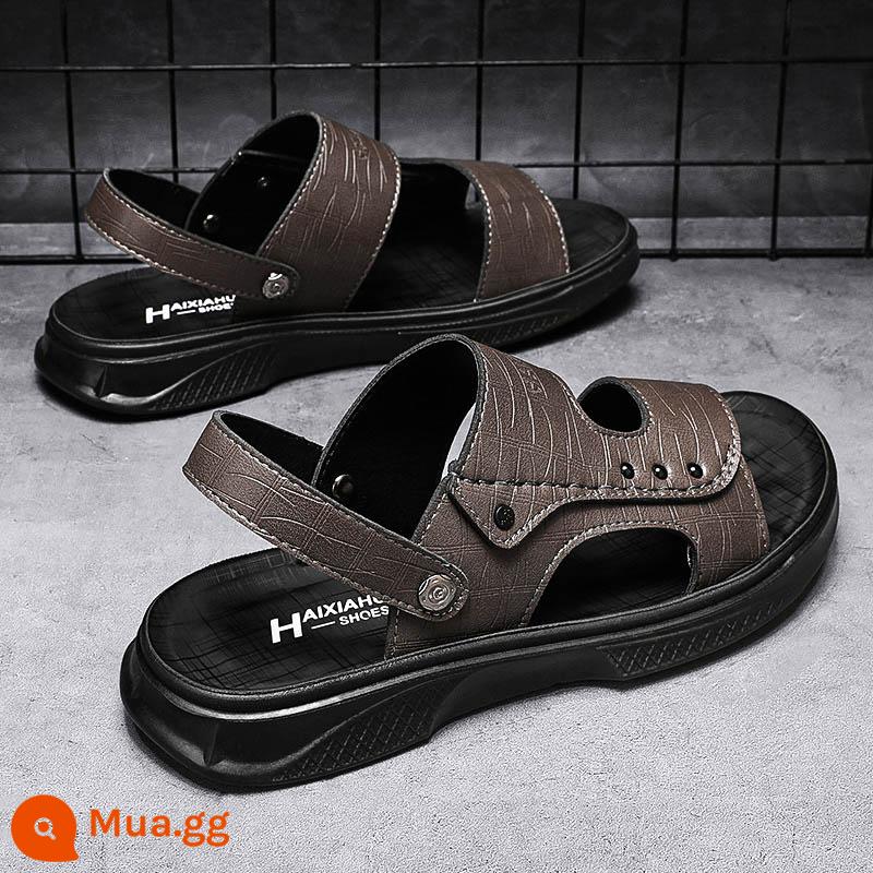 Bố Giày Sandal Nam Mùa Hè Ngoài Trời Đi Lái Xe Thể Thao Giải Trí Chống Trơn Trượt Khử Mùi Đáy Mềm Chịu Mài Mòn Dép Đi Biển - Nâu-3005