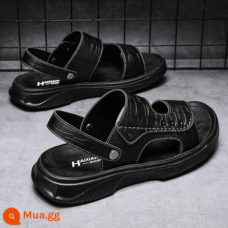 Bố Giày Sandal Nam Mùa Hè Ngoài Trời Đi Lái Xe Thể Thao Giải Trí Chống Trơn Trượt Khử Mùi Đáy Mềm Chịu Mài Mòn Dép Đi Biển - Đen-3005