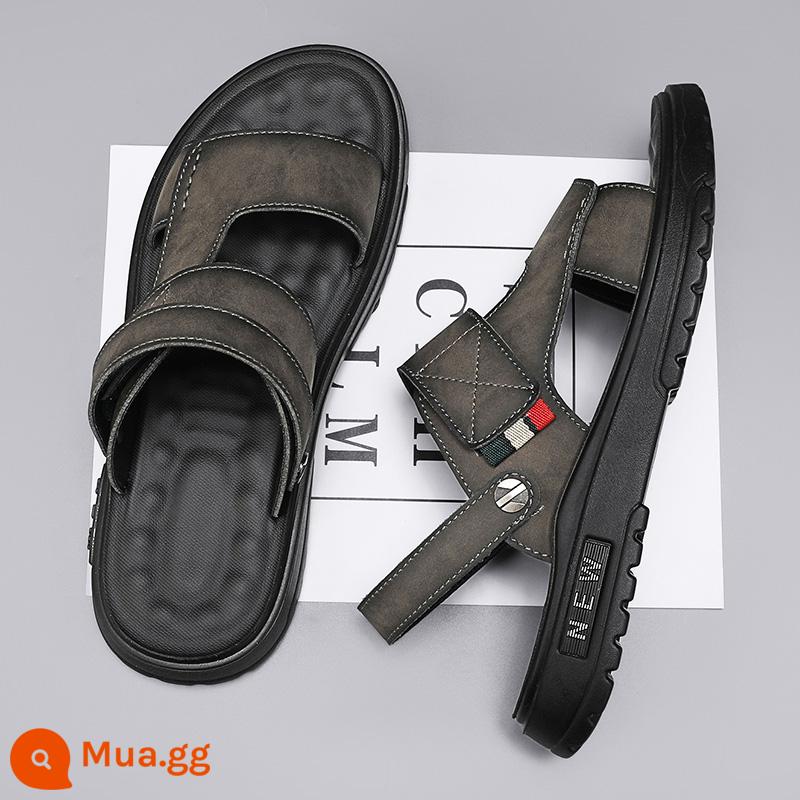 Bố Giày Sandal Nam Mùa Hè Ngoài Trời Đi Lái Xe Thể Thao Giải Trí Chống Trơn Trượt Khử Mùi Đáy Mềm Chịu Mài Mòn Dép Đi Biển - Xám--0700