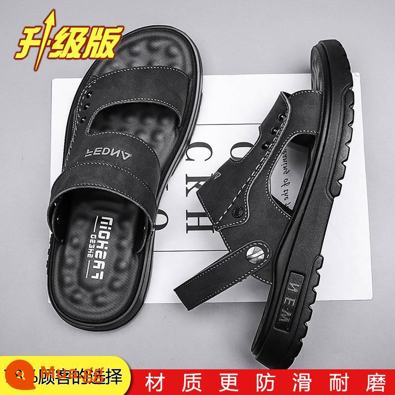 Bố Giày Sandal Nam Mùa Hè Ngoài Trời Đi Lái Xe Thể Thao Giải Trí Chống Trơn Trượt Khử Mùi Đáy Mềm Chịu Mài Mòn Dép Đi Biển - Đen-Mẫu nâng cấp