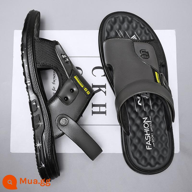 Bố Giày Sandal Nam Mùa Hè Ngoài Trời Đi Lái Xe Thể Thao Giải Trí Chống Trơn Trượt Khử Mùi Đáy Mềm Chịu Mài Mòn Dép Đi Biển - Xám--A111