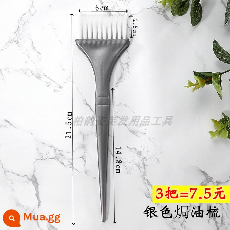 Bát dầu làm bánh, bát nhuộm tóc, dụng cụ nhuộm tóc, bát kem nhuộm đặc biệt của salon tóc, dụng cụ làm tóc, bát đắp mặt nạ, bát khuôn ngược - Lược dầu nướng thẳng màu bạc (3 chiếc)