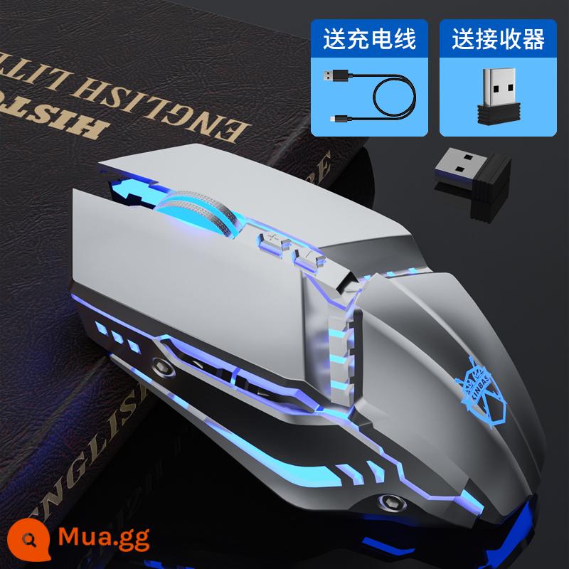 Chuột Bluetooth chơi game cơ không dây Thích hợp cho Lenovo Dell HP HP Xiaomi Huawei Có thể sạc lại Phong cách bé trai và bé gái Dễ thương chơi game văn phòng Máy tính xách tay tắt tiếng Âm thanh không giới hạn - G9 màu xám bạc (sườn bạc)★nút im lặng★pin đôi