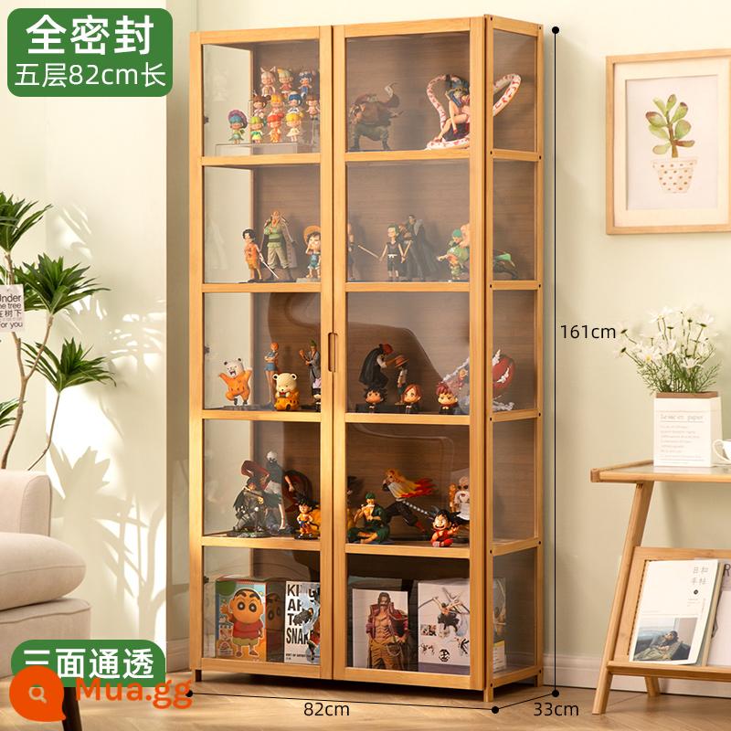 Tủ trưng bày mô hình Lê cao áp acrylic trưng bày tủ khói tủ kính quầy mỹ phẩm trang trí tủ trưng bày - [Ba mặt trong suốt] Màu gốc - dài 5 lớp 82 (cửa đôi)