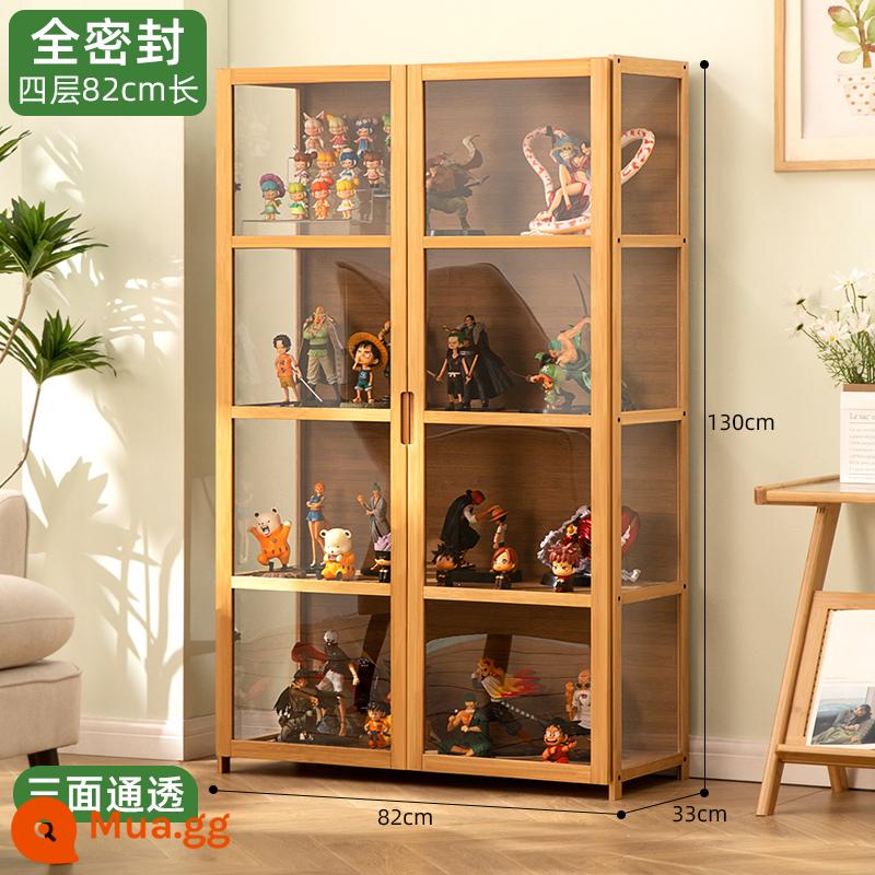 Tủ trưng bày mô hình Lê cao áp acrylic trưng bày tủ khói tủ kính quầy mỹ phẩm trang trí tủ trưng bày - [Ba mặt trong suốt] Màu gốc - bốn lớp dài 82 (cửa đôi)