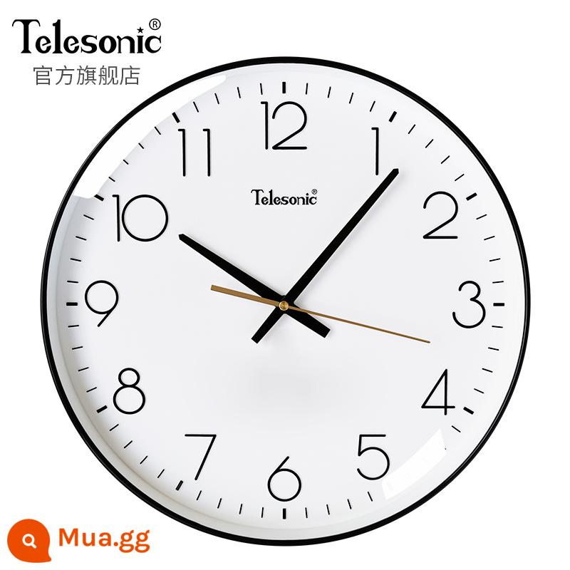 Telesonic/King Xingxing Modern Simple Watch Nhà phòng khách S yên tĩnh đồng hồ thời trang đồng hồ trang trí Bắc Âu - 14 inch màu đen (đường kính 35,5 cm) [chuyển động im lặng + thay thế 365 ngày]