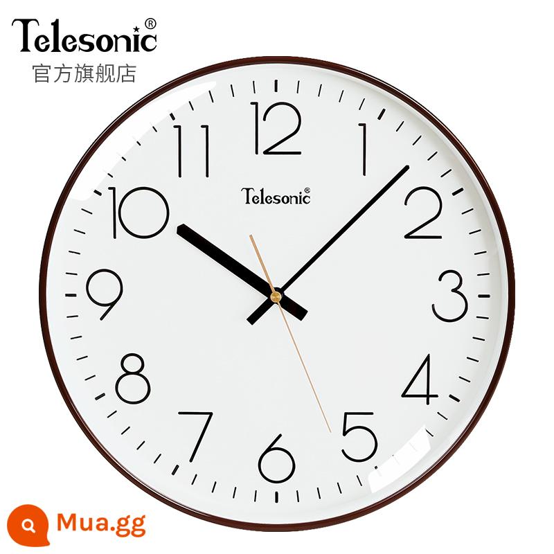 Telesonic/King Xingxing Modern Simple Watch Nhà phòng khách S yên tĩnh đồng hồ thời trang đồng hồ trang trí Bắc Âu - 12 inch màu nâu (đường kính 30,5 cm) [chuyển động im lặng + thay thế 365 ngày]