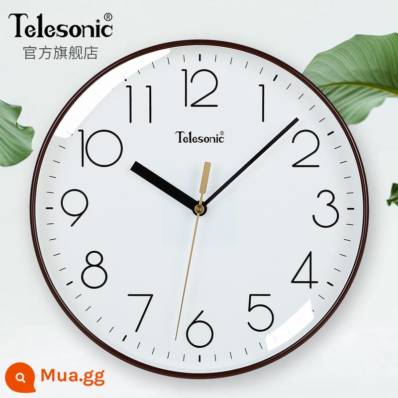 Telesonic/King Xingxing Modern Simple Watch Nhà phòng khách S yên tĩnh đồng hồ thời trang đồng hồ trang trí Bắc Âu - 10 inch màu nâu (đường kính 25,5 cm) [chuyển động im lặng + thay thế 365 ngày]