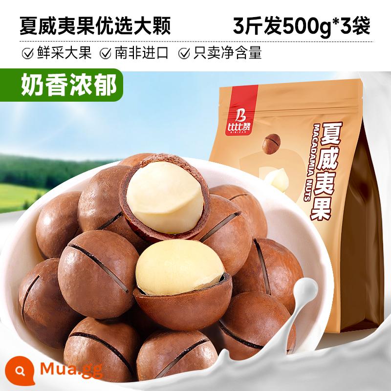 Bibizan Hạt Macadamia 500G Sữa Kem Mới Xuất Hiện Khỏe Mạnh Khi Mang Thai Hạt Khô Cả Hộp Bán Buôn Đồ Ăn Nhẹ - [Chỉ 3 pound 57,8] Kích thước hạt lớn ưa thích 500g*3 túi