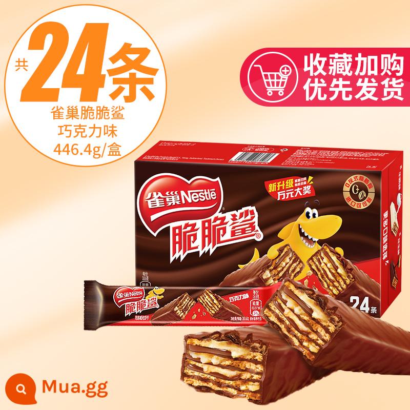 Nestle Crispy Shark Bánh xốp sô cô la bánh quy Sandwich Đồ ăn vặt văn phòng Đồ ăn vặt gói quà Đồ ăn vặt Đồ ăn vặt - [Tổng cộng 24 sản phẩm] Hương socola 446,4g/hộp chỉ 29,9