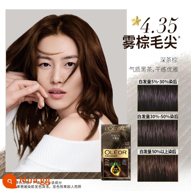 [Live Exclusive] Bộ 3 hộp Kem ủ tóc Paris Laiya Perfect Hair Color Cream Black White - 4.35 Tip tóc màu nâu lì*3 hộp (phiên bản giới hạn hương trà)