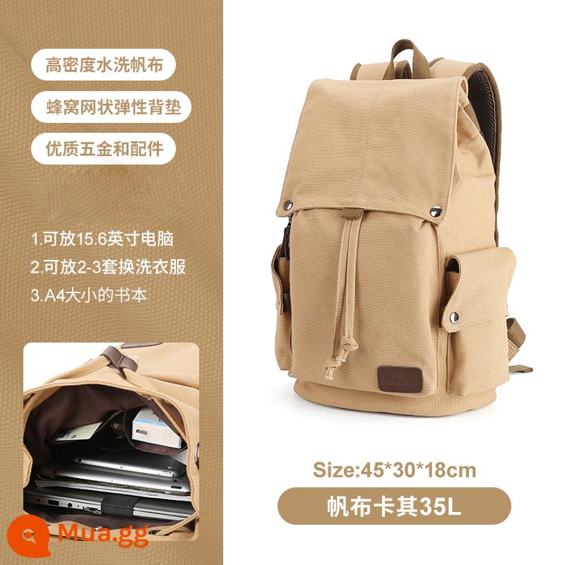 Retro Nam Ba Lô Canvas Công Suất Lớn Học Sinh Viên Đại Học 2022 Mới Du Lịch Nhỏ Ba Lô Máy Tính - Khaki [mẫu nâng cấp cỡ trung] đi lại hàng ngày / nâng cấp khả năng chống thấm nước [9134]