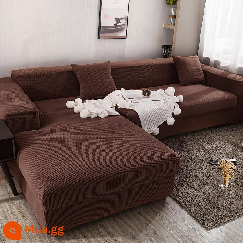 Ghế Sofa Bao Gồm Tất Cả Bộ Đa Năng Giày Lười Co Giãn Ghế Sofa Bốn Mùa Đa Năng Chống Mèo Xước Sofa Đệm Ghế Sofa khăn - Màu nâu (cà phê đậm)