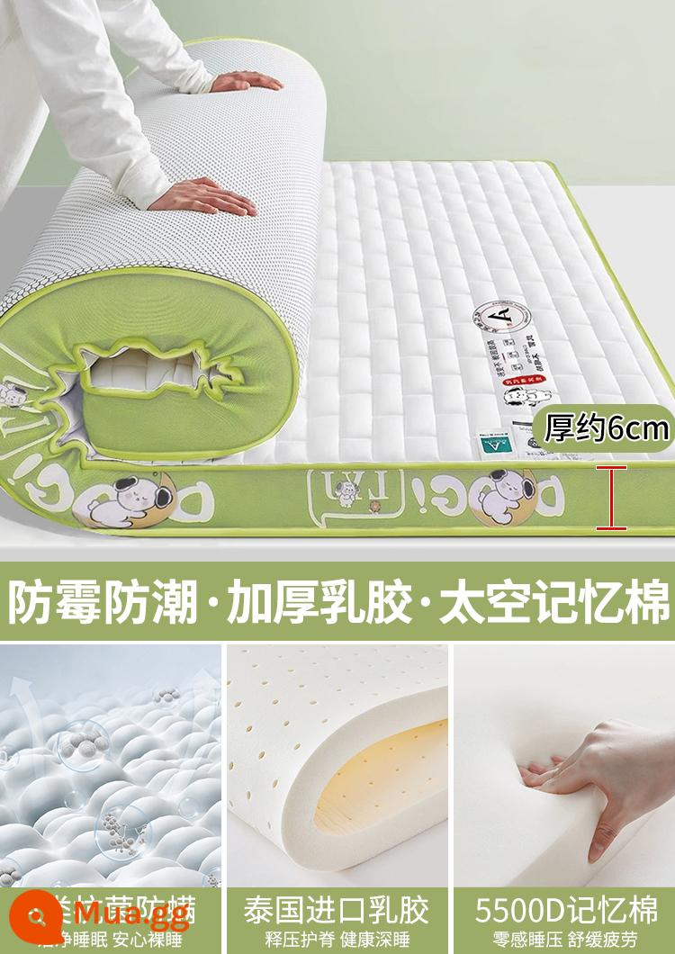 Nệm cao su đệm nhà phòng ngủ trẻ em ký túc xá sinh viên đơn tatami Simmons đệm mút cho thuê - LYJ-Moon Dog-Ginkgo Green 6cm [Tiêu chuẩn loại A/Mủ dày/Đảm bảo bồi thường và hoàn trả khi sập]