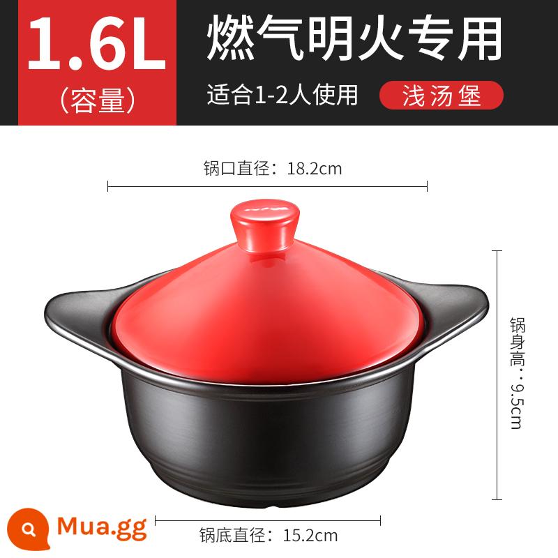 Supor Casserole Pot Stew Cooker Home Gas Gas Cooker Rice Cooker Soup súp Stew Soup đến nhiệt độ cao khô rang mà không làm nứt món thịt hầm - 1.6L [Thích hợp cho 1 ~ 2 người] [Đã nâng cấp và dày hơn]