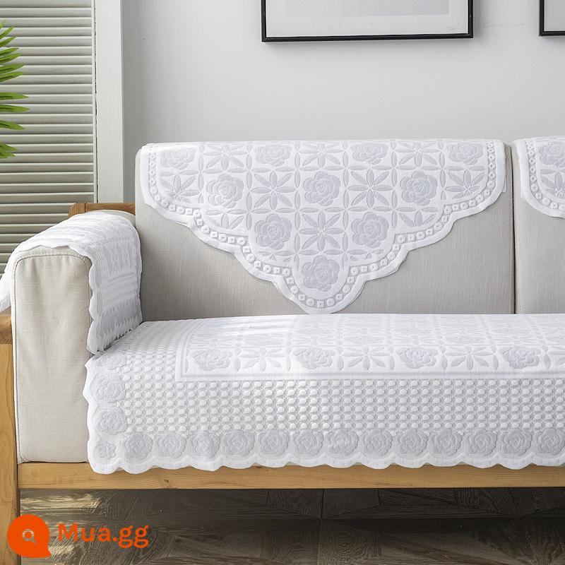 Ren Sofa Khăn Lưng Ghế Sofa Đệm Chống Trơn Trượt Bốn Mùa Đa Năng Khăn Trải Lưng Khăn Tay Ghế Sofa Vải Bọc - Hình bát giác hồng-xám