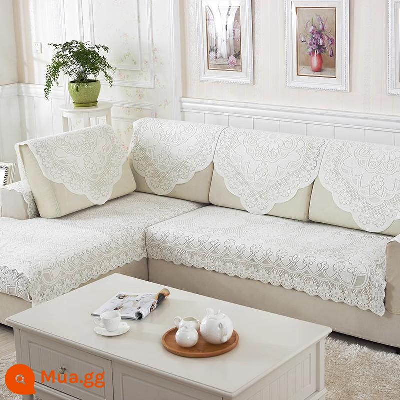 Ren Sofa Khăn Lưng Ghế Sofa Đệm Chống Trơn Trượt Bốn Mùa Đa Năng Khăn Trải Lưng Khăn Tay Ghế Sofa Vải Bọc - Hoa mận - trắng nhạt