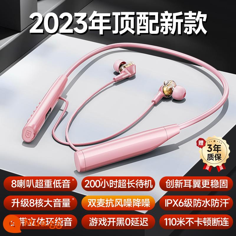 Tai nghe bluetooth thể thao đeo cổ running 2022 in-ear wireless cao cấp mới pin siêu dài cao cấp - Rose Pink [Phiên bản 8 loa] Cuộc gọi giảm tiếng ồn kỹ thuật số Bluetooth 5.2★ mới