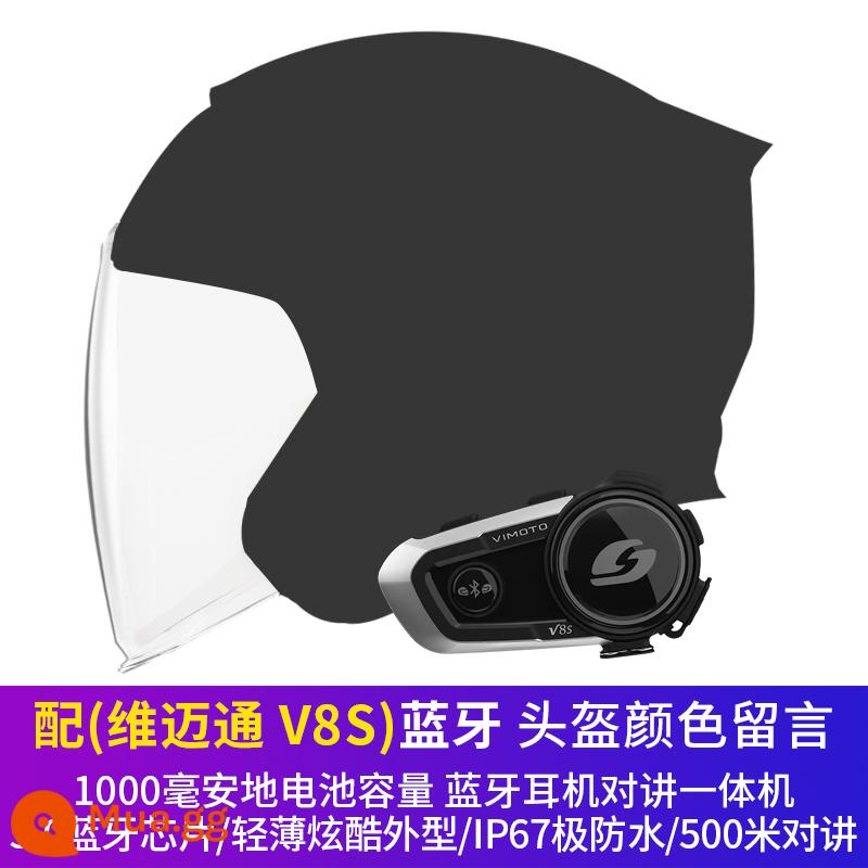 Đầu máy GSB mũ cứng mùa thu đông nam nữ chống sương mù nửa đầu xe điện pin đầu xám đầu máy mũ cứng - Mũ bảo hiểm GSB-268 + Bluetooth V8S (nhận xét về mũ bảo hiểm)