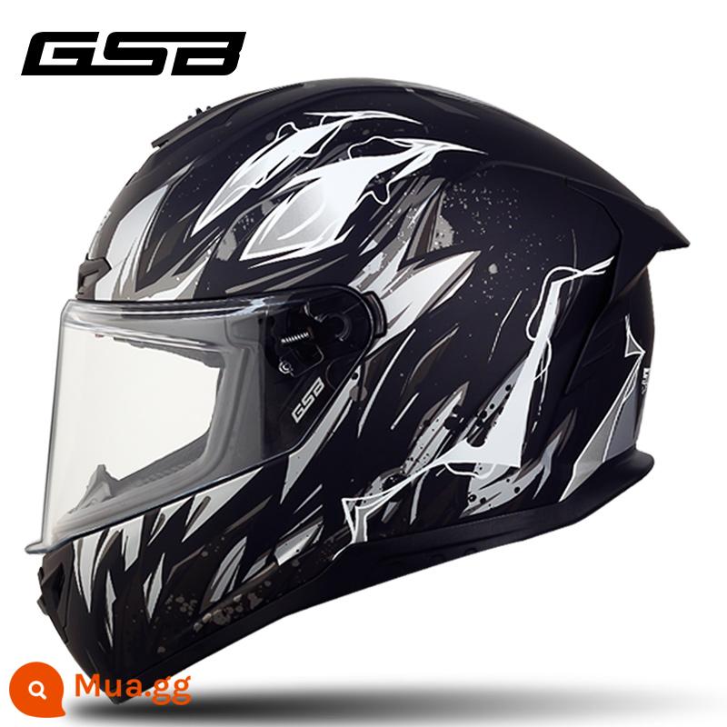 GSB Moto rcycle Mũ bảo hiểm Full Mũ bảo hiểm nam nữ Full-Bọc xe máy chống nắng Mũ bảo hiểm đi xe màu xám mũ bảo hiểm giải phóng mặt bằng - 361-Bóng Ma Xám Châu Á