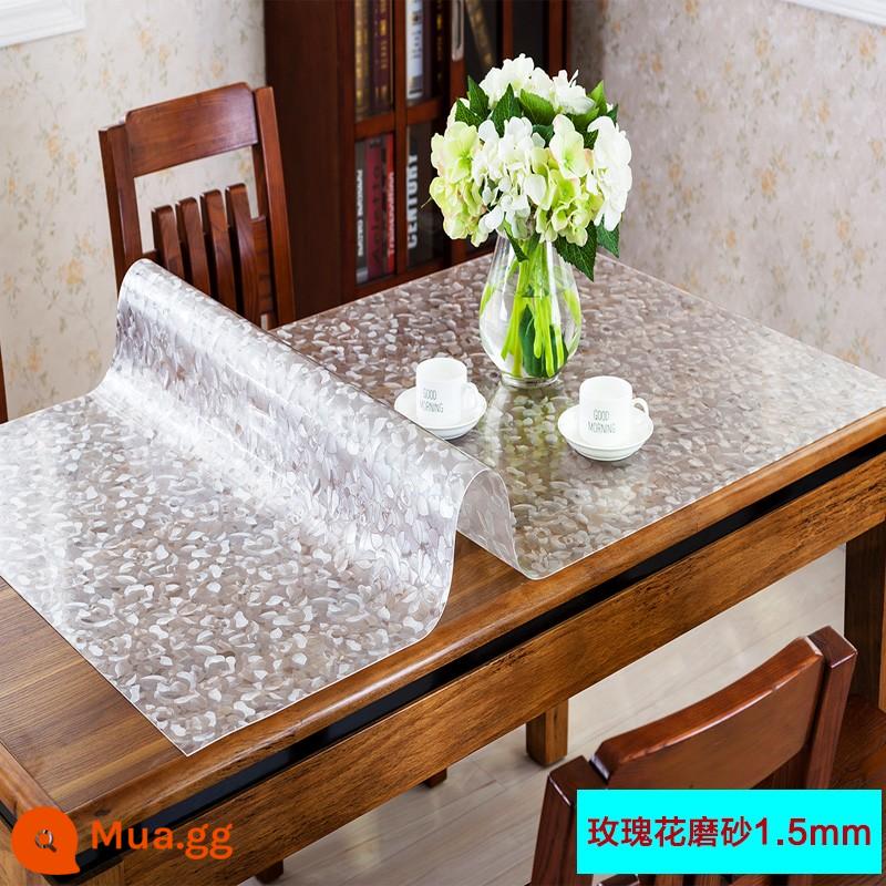 Khăn trải bàn nhựa PVC chống thấm nước và chống dầu thủy tinh mềm trải bàn dùng một lần bàn cà phê miếng lót khăn trải bàn khăn trải bàn tấm pha lê - Hoa hồng thân thiện với môi trường 1.5