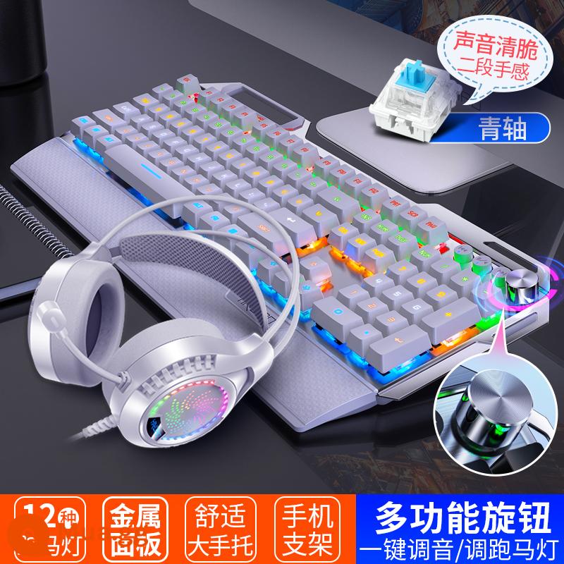 Thể Thao Điện Tử Cơ Bộ Chuột Xanh Trục Đen Trục Núm Đa Năng Máy Tính Để Bàn Laptop Game Văn Phòng - K1OO [trục trắng xanh] phiên bản núm 108 phím + tai nghe Q7C