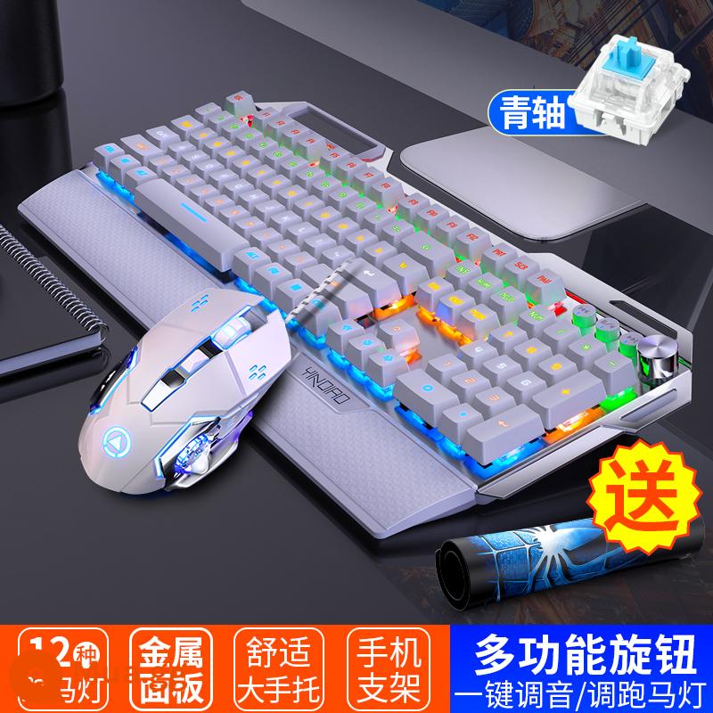 Thể Thao Điện Tử Cơ Bộ Chuột Xanh Trục Đen Trục Núm Đa Năng Máy Tính Để Bàn Laptop Game Văn Phòng - K1OO [White Green Switch] phiên bản núm 108 phím + chuột G15