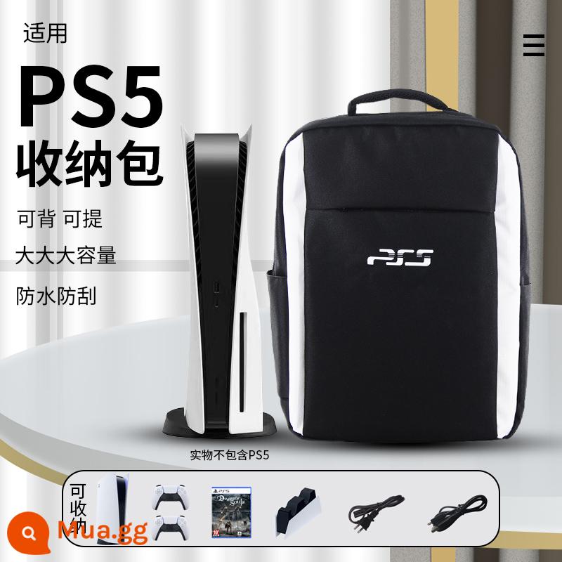 Túi lưu trữ Shengwei ps5 đeo vai PS5 Slim bảng điều khiển trò chơi ba lô tiện lợi Đế PS4 tay cầm đôi xách tay hộp đựng đĩa trò chơi túi ngủ túi che bụi hộp vỏ cứng đi mỏng - [LOGO giữa đen trắng] Túi đựng PS5 ▏ sức chứa lớn ☆ ba lô