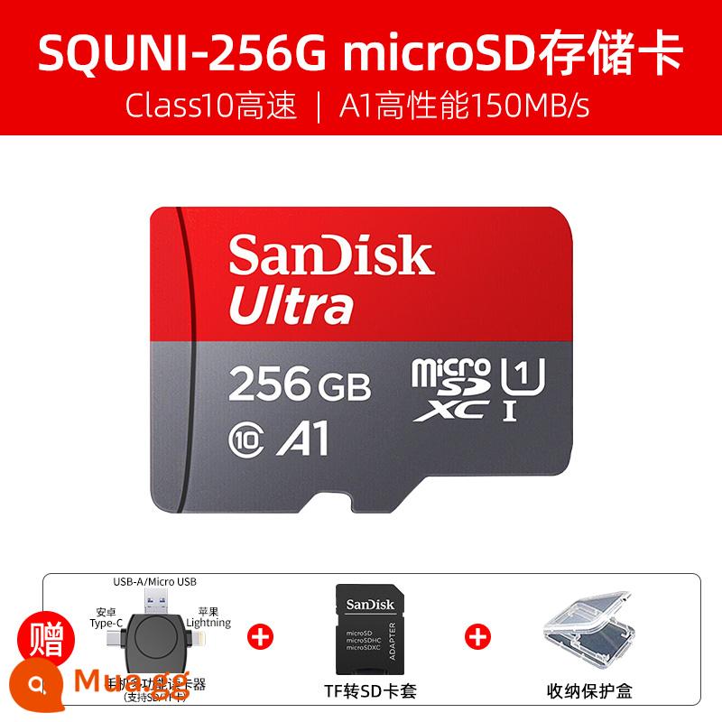 Thẻ nhớ SanDisk256g tốc độ cao thẻ tf 512g thẻ nhớ micro sd chuyển đổi máy chơi game thẻ 128g - Đầu đọc thẻ đa năng 256G + điện thoại di động