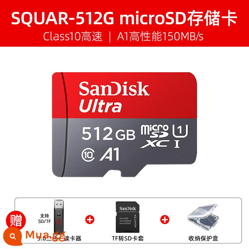 Thẻ nhớ SanDisk256g tốc độ cao thẻ tf 512g thẻ nhớ micro sd chuyển đổi máy chơi game thẻ 128g - Đầu đọc thẻ hai trong một 512G +USB3.0