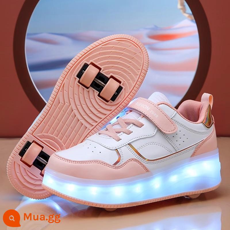 Bé Gái Heelys Mùa Xuân Thu 2024 Trẻ Em Mới Đôi Lăn Bé Gái Hợp Thời Trang Con Lớn Vô Hình Giày Trượt Patin - Màu hồng [phong cách thời trang]