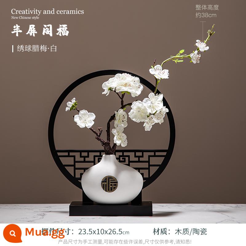 Năm mới Lễ hội mùa xuân Trang trí tủ TV Wintersweet Ornament New Chinese Style Home Living Room Light Lối vào sang trọng Antique Bogu Kệ - Ban Ping Ge Fu Trumpet Hydrangea và Wintersweet White