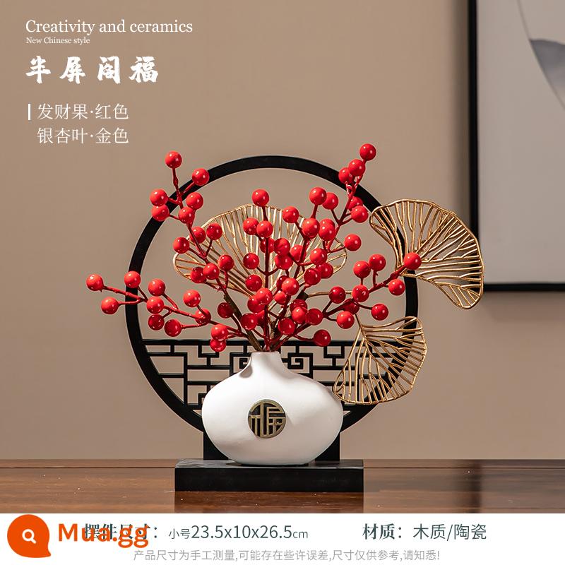 Năm mới Lễ hội mùa xuân Trang trí tủ TV Wintersweet Ornament New Chinese Style Home Living Room Light Lối vào sang trọng Antique Bogu Kệ - Ban Ping Ge Fu Trumpet Quả may mắn Lá bạch quả đỏ Vàng