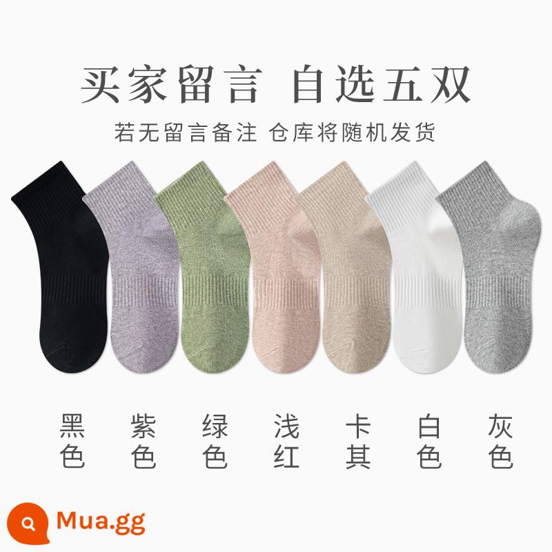 Tất Zhuji Vớ Nữ Giữa Ống Mỏng Mùa Hè Chất Liệu Cotton Nguyên Chất Khử Mùi Và Thấm Hút Mồ Hôi Xuân Thu Tất Trắng Không Xương Sau Sinh - Người mua chọn 5 đôi