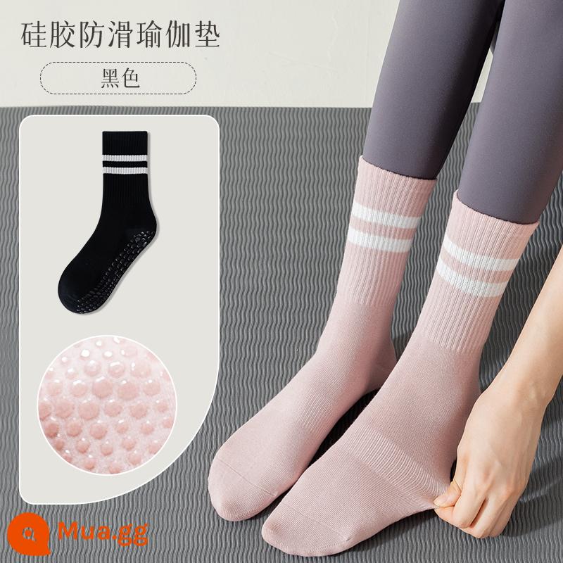 Tất Tập Yoga Nữ Giữa Ống Tất Cotton Thu Đông Thể Dục Khiêu Vũ Pilates Chuyên Nghiệp Chống Trơn Trượt Thể Thao Người Lớn Tầng tất - [1 cặp] màu đen