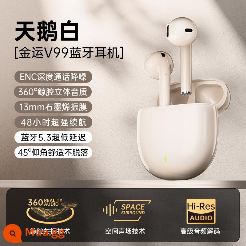 Tai nghe Bluetooth Jinyun true wireless 2023 mới giảm tiếng ồn chất lượng âm thanh cao cho nam và nữ phù hợp với Apple Huawei vivo - [Swan White] Chất lượng âm thanh nổi của cá voi❤Thoải mái và không rò rỉ âm thanh❤Tuổi thọ pin siêu dài